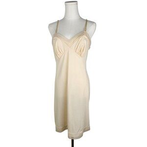 Vintage Vanity Fair Nylon Slip Dress 34 S Beige Made In USA